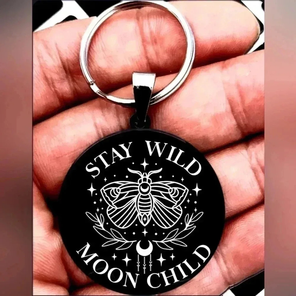 Moth butterfly stay wild moon child hot Keychain